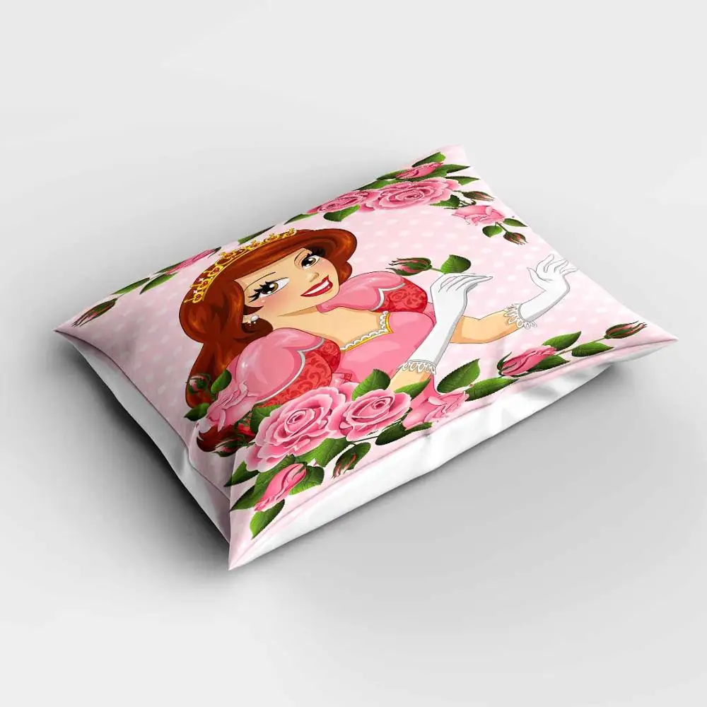 

Else Pink Roses Green Leaves Princess Girls Rectangle Modern Kids Pillowcases 3d Digital Print Pillow Covers Cases for Couch Bed