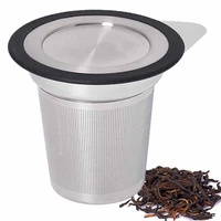 lhs loose leaf tea infuser tea filter strainer reusable stainless steel metal mesh basket with lid handle fit most pots cups