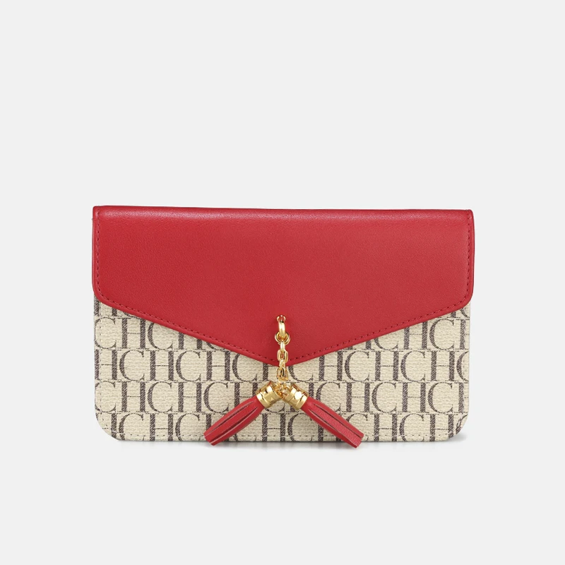 

CHCH 2021, модная роскошная женская сумка с кисточкой, дизайнерская сумка-конверт через плечо, маленькая сумка на цепочке, кожаные сумки-мессенд...