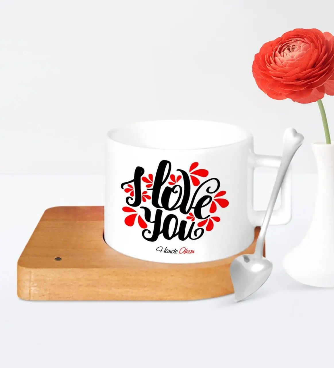 

Personalized Love You Wood Altlıklı Ceramic Cup-7