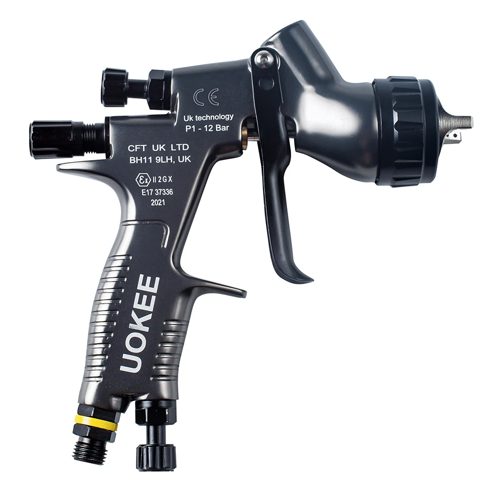 

HVLP Air Spray Paint Gun with Cup GTI Pro Lite Gravity Feed Sprayer for Auto Painting Basecoat Clearcoat Touchup 1.3/1.8 Nozzle