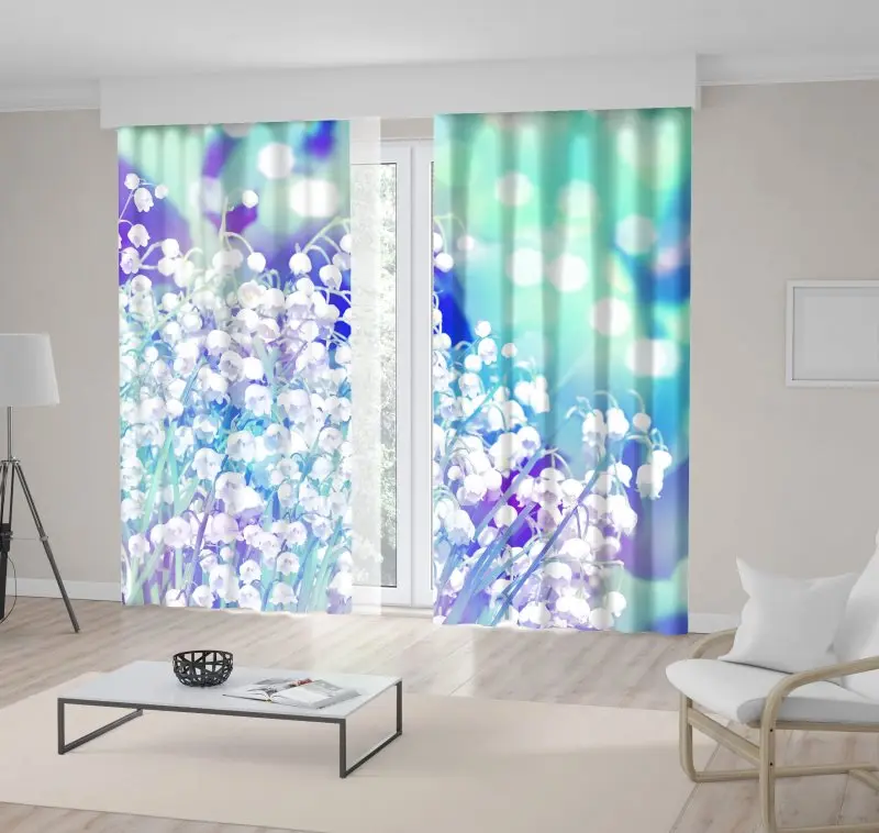 

Curtain of Lily Valley Spring May Garden Bloom Meadow Wild Flowers Nature Photo Blue Green White