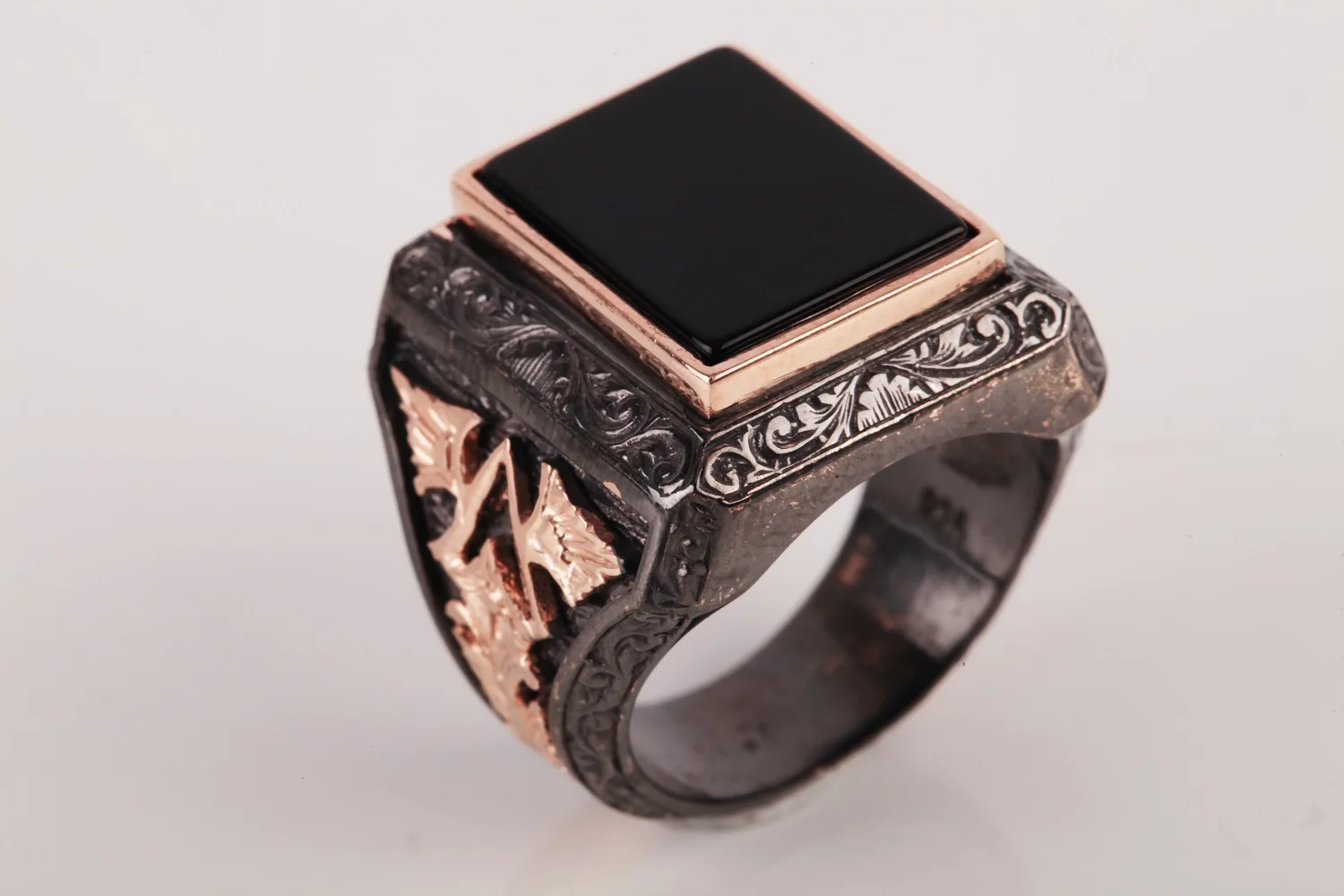 

UM US JEWELRY Onyx Gemstone 925 Sterling Silver Men Ring
