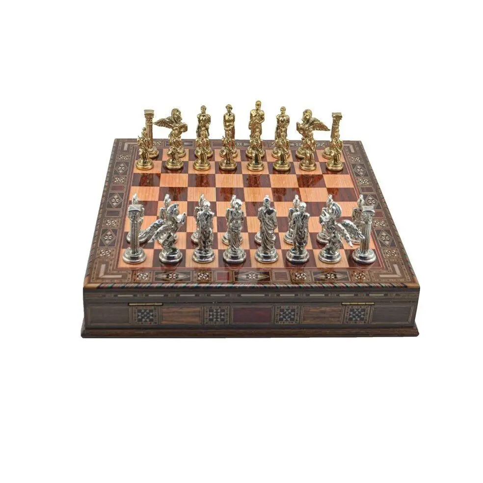 

Gifthome Metal Chess set/Set; Big Pegasus Bright Rose Sandıklı Solid Wood Chess Board Fantastic Elegant Design Elegant