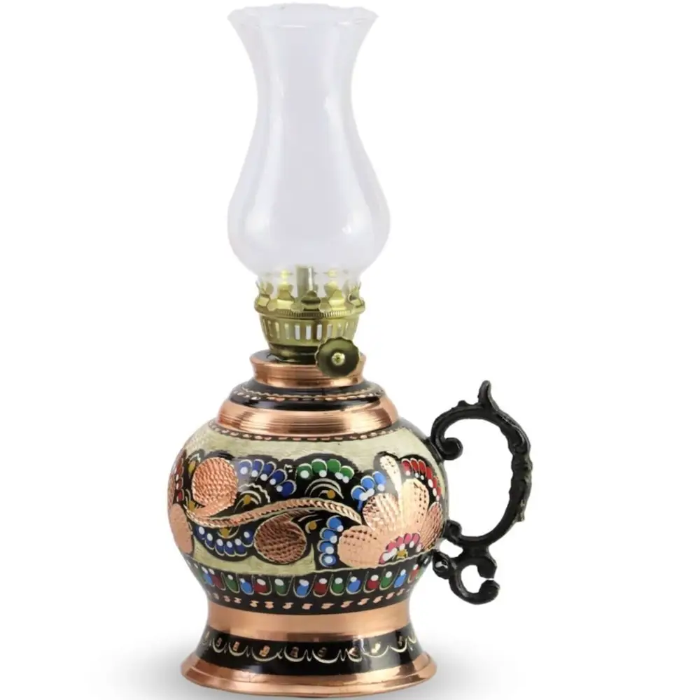 Authentic Handmade Real Copper Work Oil Lamp Gift Decorative Home Kitchen