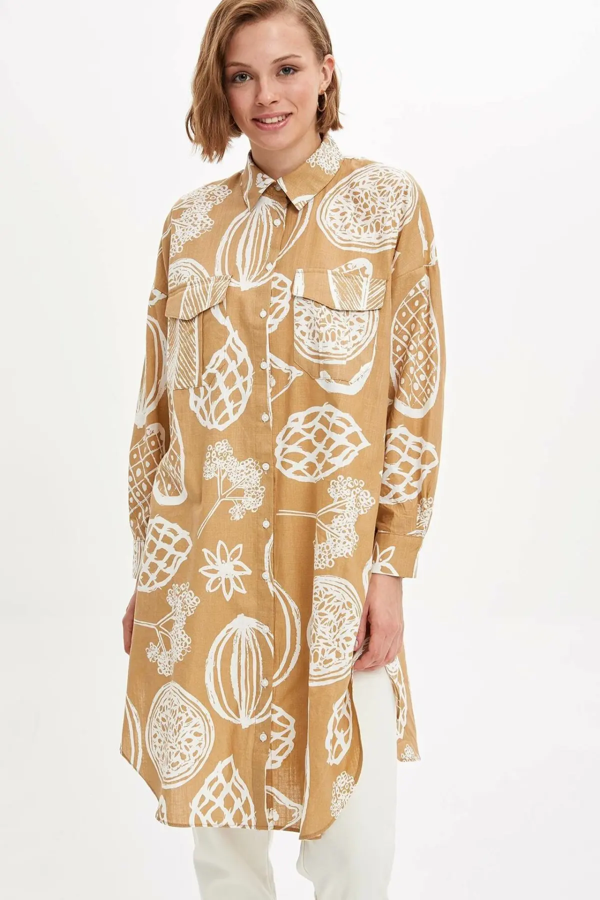 Дефакто модная женская рубашка с длинным рукавом Женская Повседневная Длинная