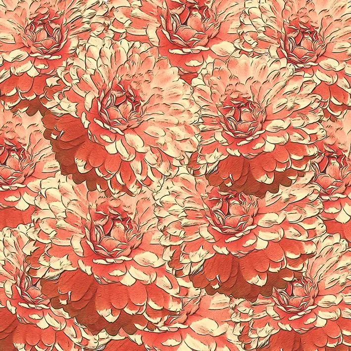 

Curtain Vintage Floral Pattern Summer Flowers Blooms Nature Monochrome Artwork in Coral Color Print