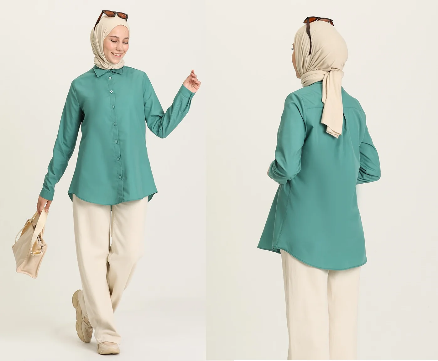 

Women's 100 cotton button unlined long sleeve sleeves button collar back size pleat 4 seasons shirt