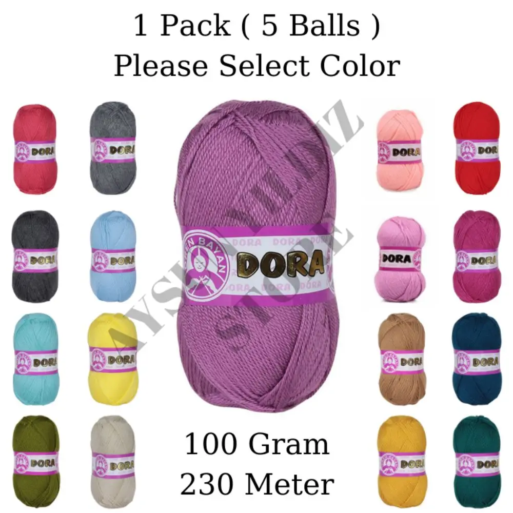 1 Pack ( 5 Balls ) Madame Tricote ( Oren Bayan ) DORA Hand Knitting Yarn Paris %100 Acrilyc Crochet Tool Kit