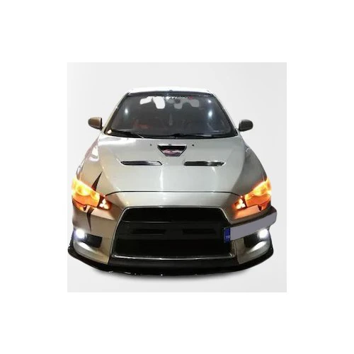 Macha для Mitsubishi Lancer передняя губа 3 шт. вставка переднего бампера глянцевый черный