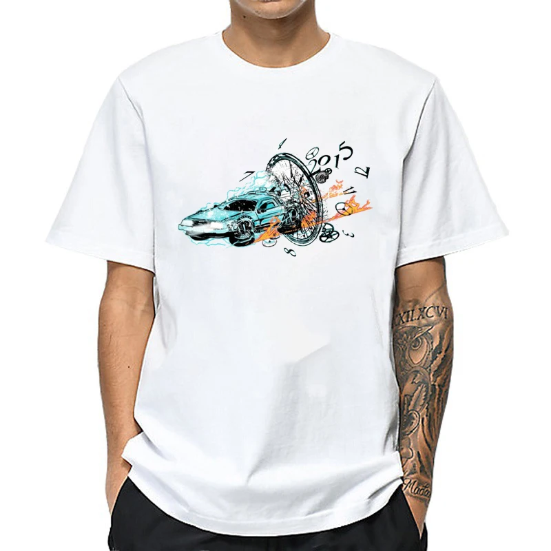 white t shirt 2 Футболка «Назад в будущее», светящаяся футболка, летние футболки с коротким рукавом «Назад в будущее», топы, уличная одежда, футболки, 4XL, унисекс - Цвет: white t shirt 2