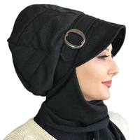 islamic fashion muslim women hijab 2021 trend scarf buckle ready sal hat bone beanie black ankle strap buckled hat