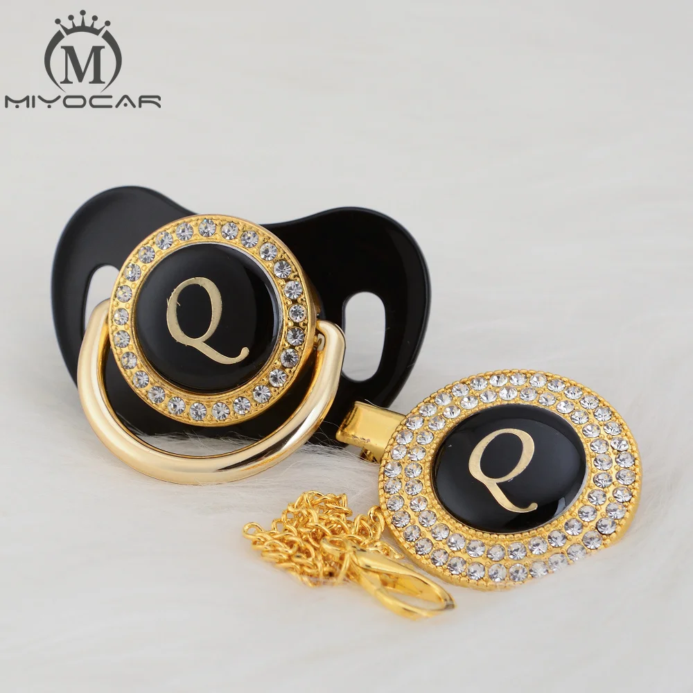 Миокар имя инициала Буква Q элегантная Серебряная соска и зажим без бисфенола А