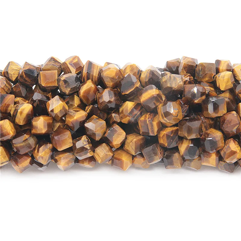 

Natural Tiger's Eye Mineral Stone Beads Faceted Cube 6x6mm Semiprecious Jewelry Making Findings For DIY Bracelet Earrings