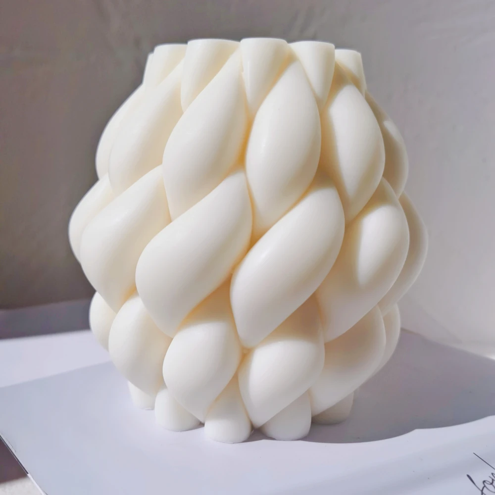 Molde de vela con forma de gota de lluvia, moldes de decoraci&oacute;n del hogar con remolino geom&eacute;trico, Pilar curvo, velas de silicona-1