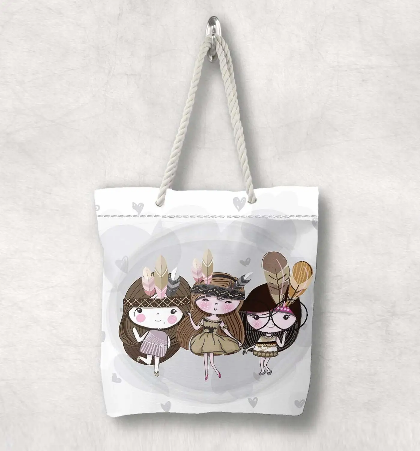 В богемном стиле ацтекская симпатичная Новая модная белая холщовая сумка с