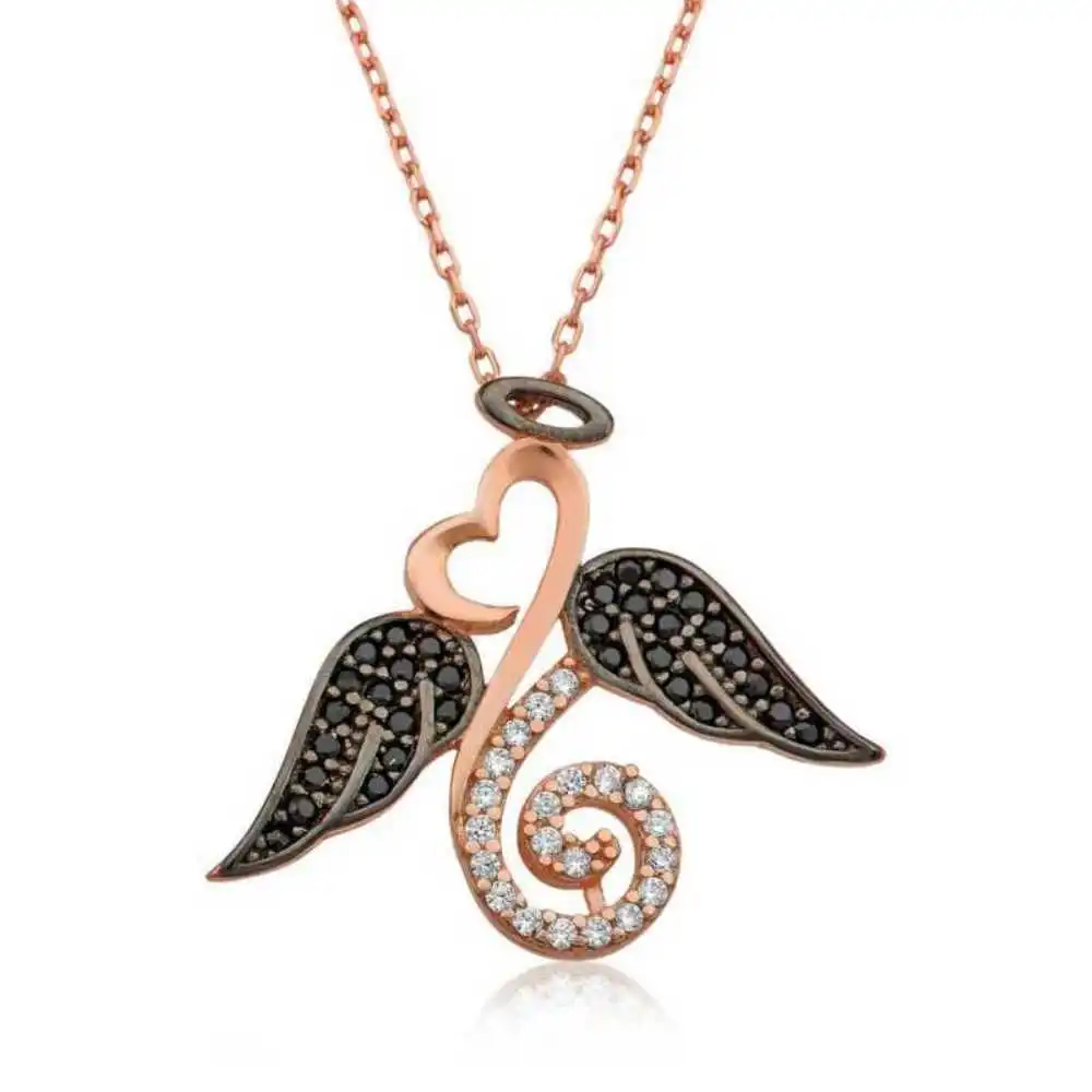 

Vaoov 925 Sterling Silver Angel Winged Heart Women's Necklace