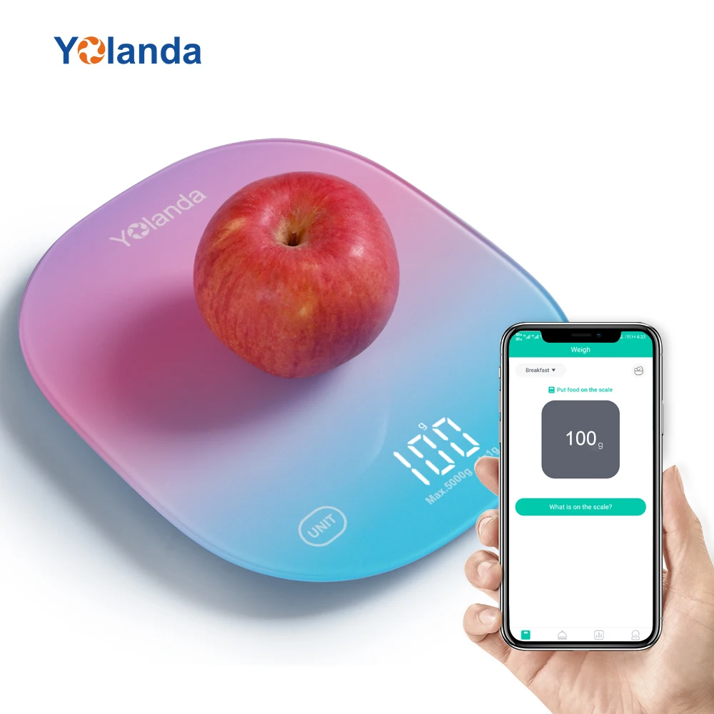 

Yolanda 5kg Smart Kitchen Scale Bluetooth APP Electronic Digital Food Weight Balance Measuring Tool Nutrition Analysis