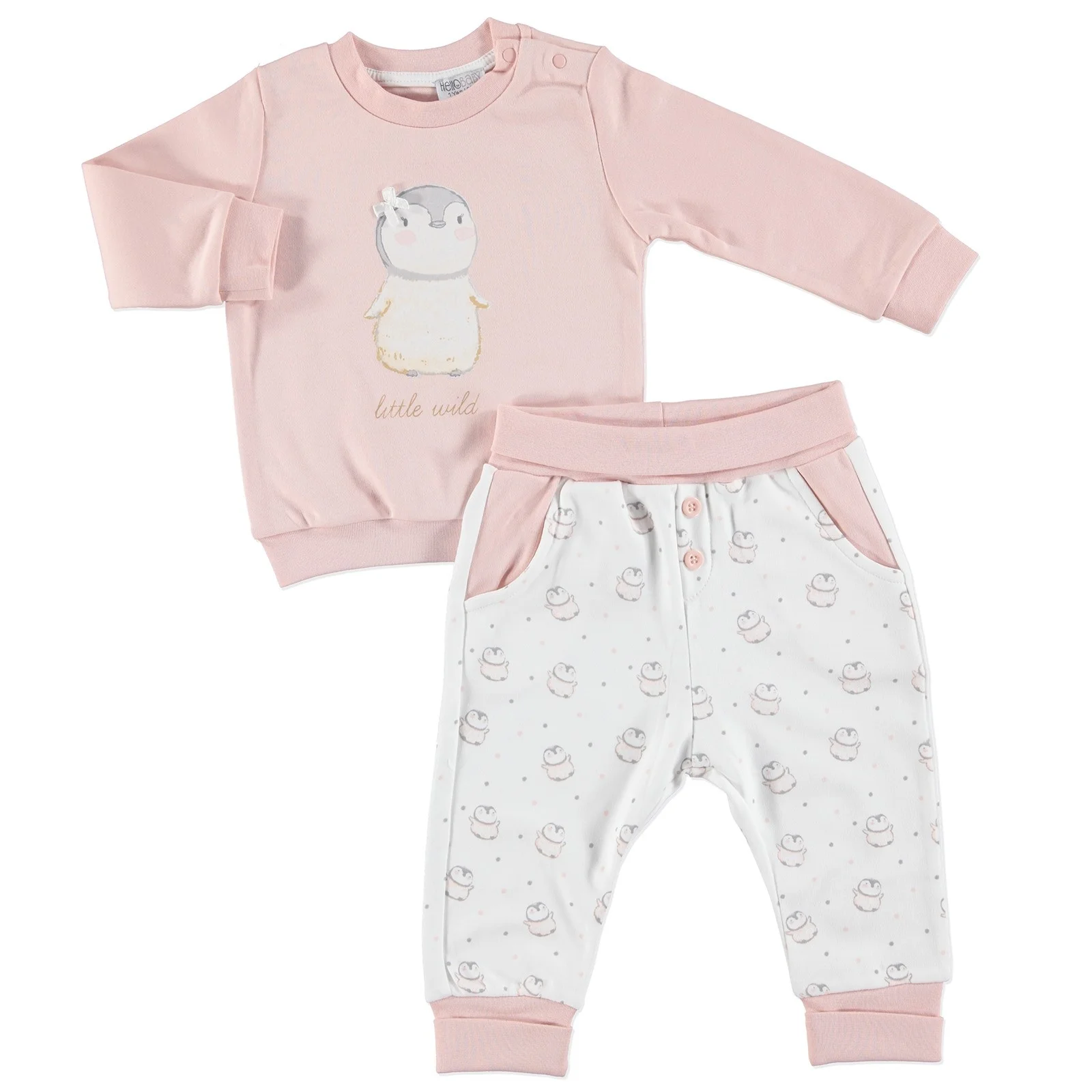 Ebebek HelloBaby Пингвин тема детский спортивный костюм комплект| |
