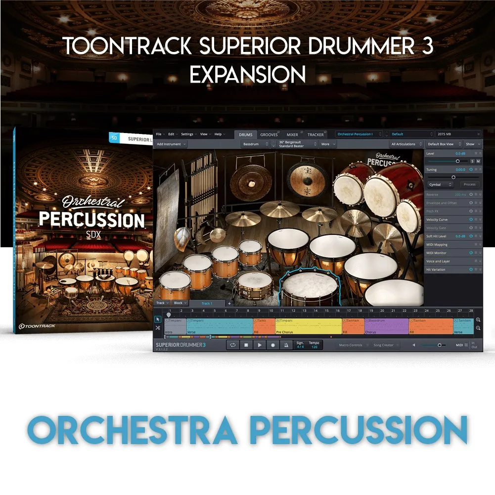 

ORCHESTRAL PERCUSSION - TOONTRACK SUPERIOR DRUMMER 3 EXPANSION (WINDOWS 64BIT VSTi)