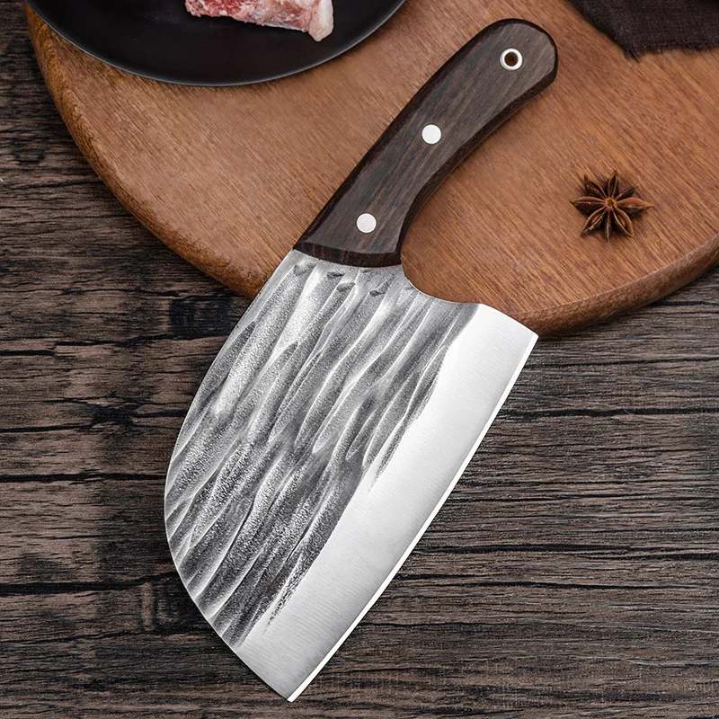 

Серый полукруглый ручной Кованый домашний кухонный резак шеф-повара специальные ножи кухонный острый нож для нарезки мяса мясница 1 шт.