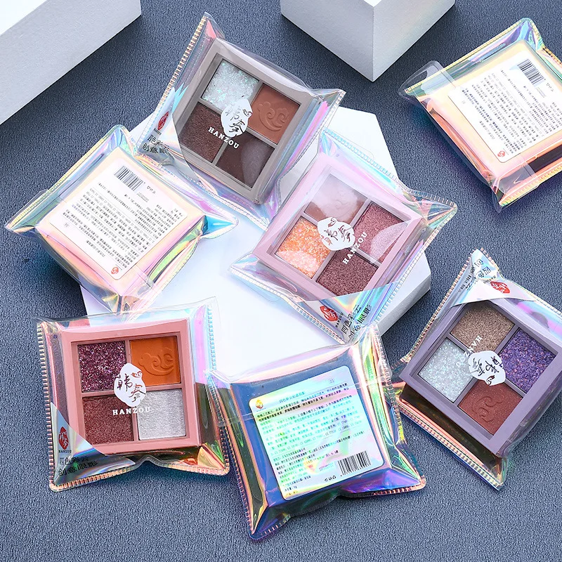 

Four-Color Eye Shadow Tray Ins Fine Flash Pearly Earth Color Matte Sequins Portable Student Eye Shadow