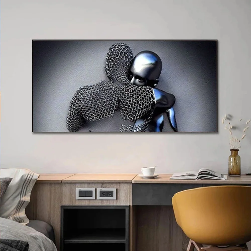 

Abstract Metal Figure Statue Art Canvas Painting Romantic Poster and Print Sculpture Picture for Living Room Wall Art Home Decor