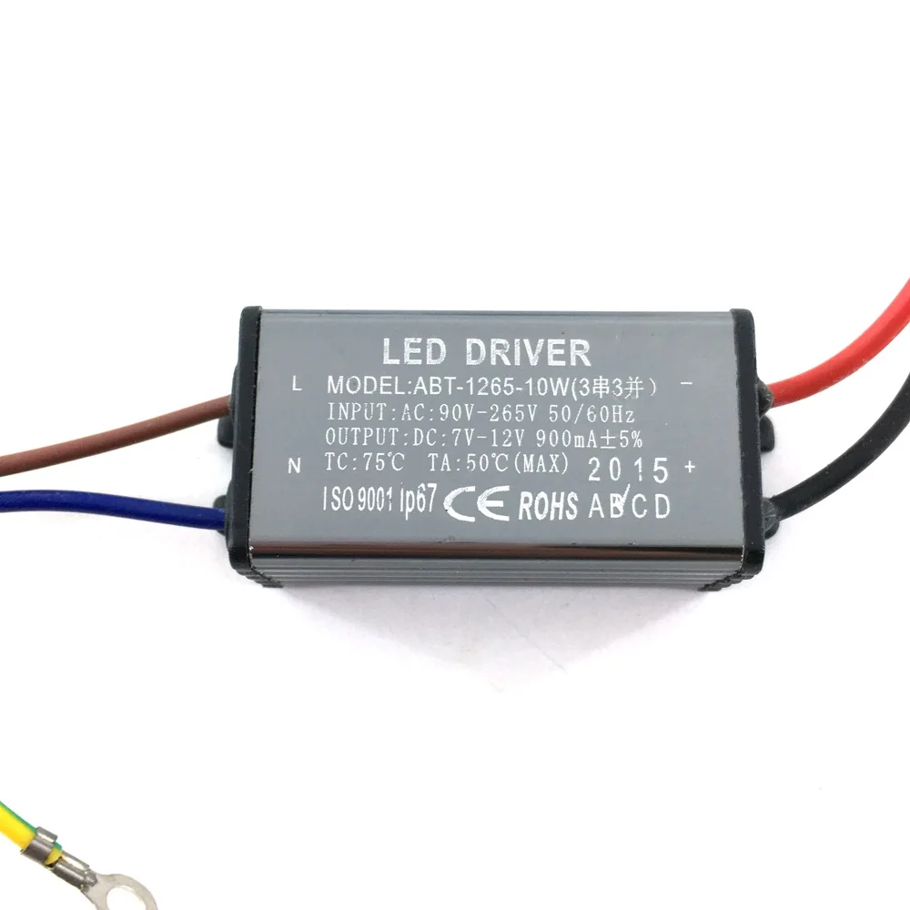 Драйвер для светодиодов 900mA AC220V DC7-12V 10 Вт IP67 62x30x23mm /Светодиодный драйвер ABT-1265 |