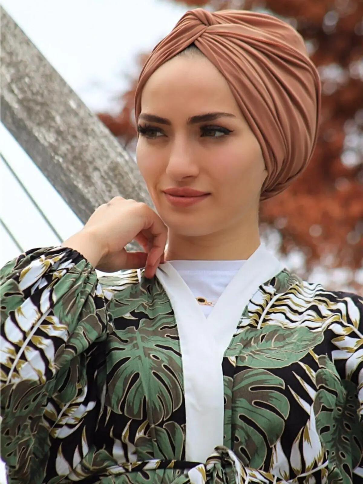 

Dolman Bone Caremel Ready Pattern Style Women Muslim shawls plain soft turban tie head wraps for women African Head Band