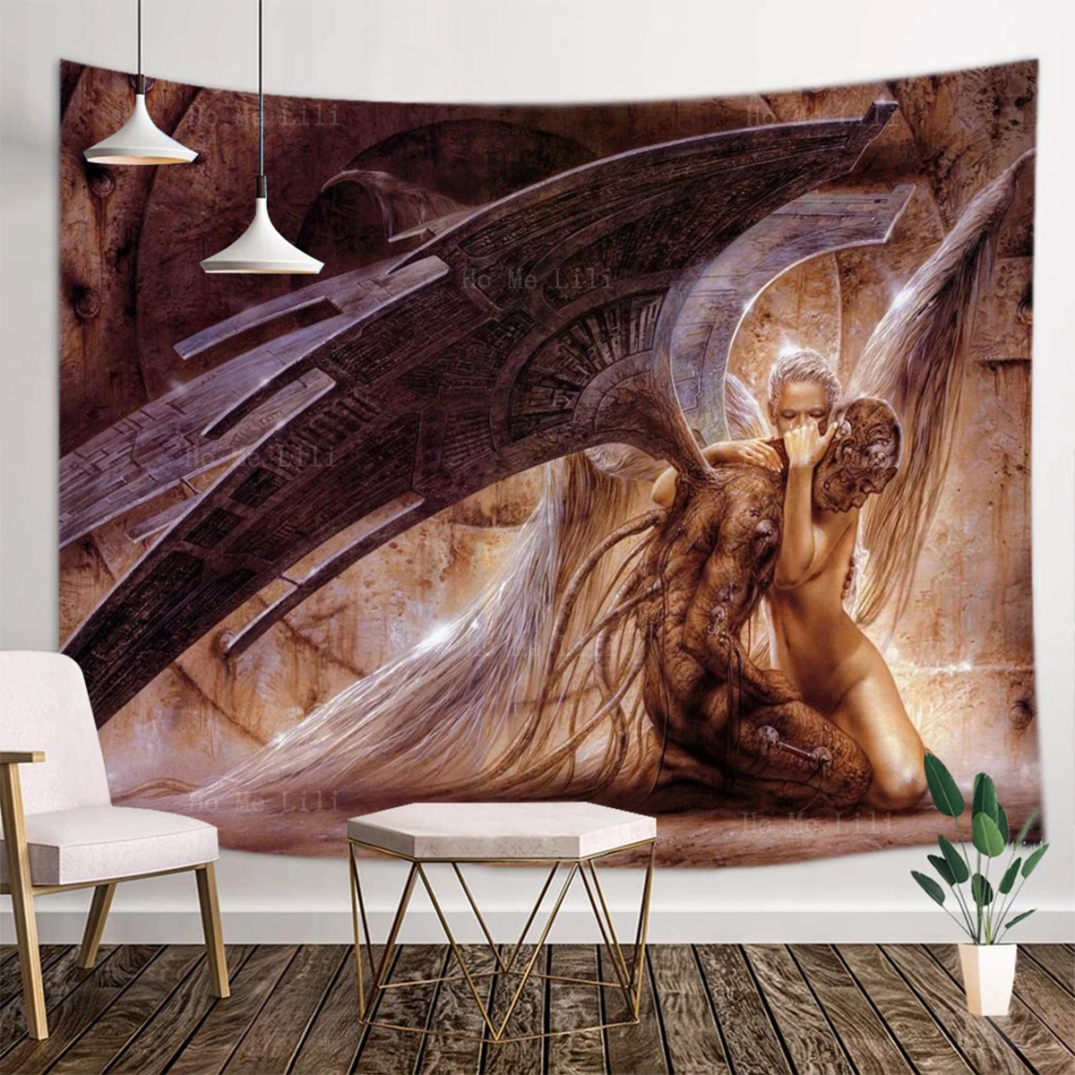 Сказочное искусство Фантазия девушка Ангел с тремя глазами лотос рыба готика