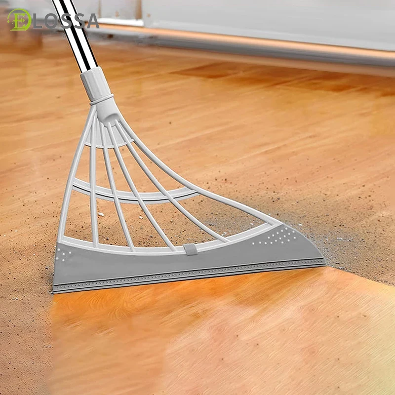 ELOSSA Rubber Broom Hand Push Sweeper Magic Broom Floor Wiper Squeegee for Floor Cleaning Floor Squeegee Sweeping Brush