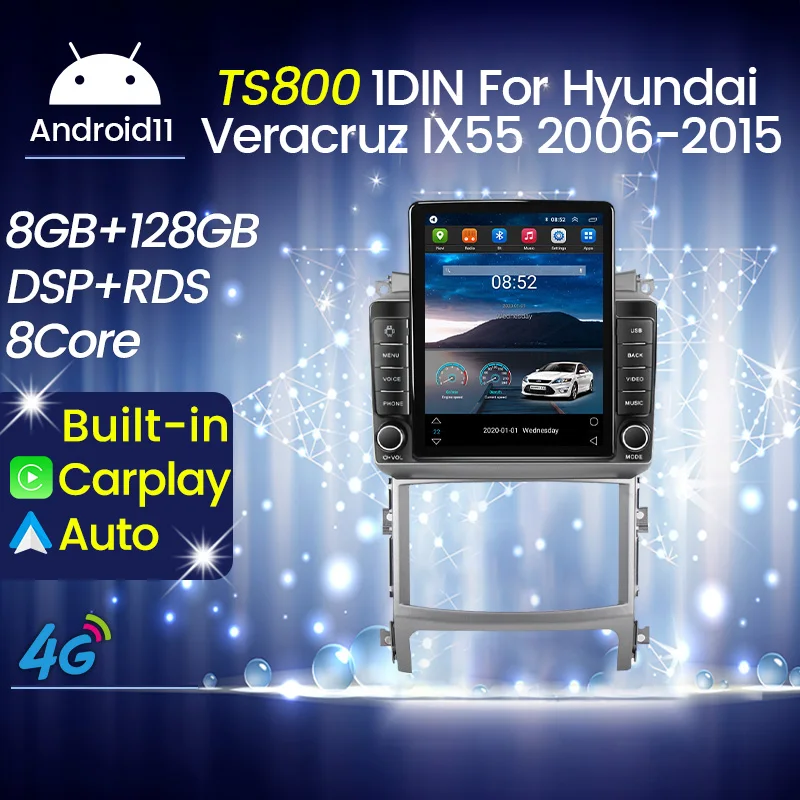 Android 11 Carplay 4G LTE Для Tesla Вертикальный Автомобильное Радио Видео Стерео Hyundai Veracruz ix55