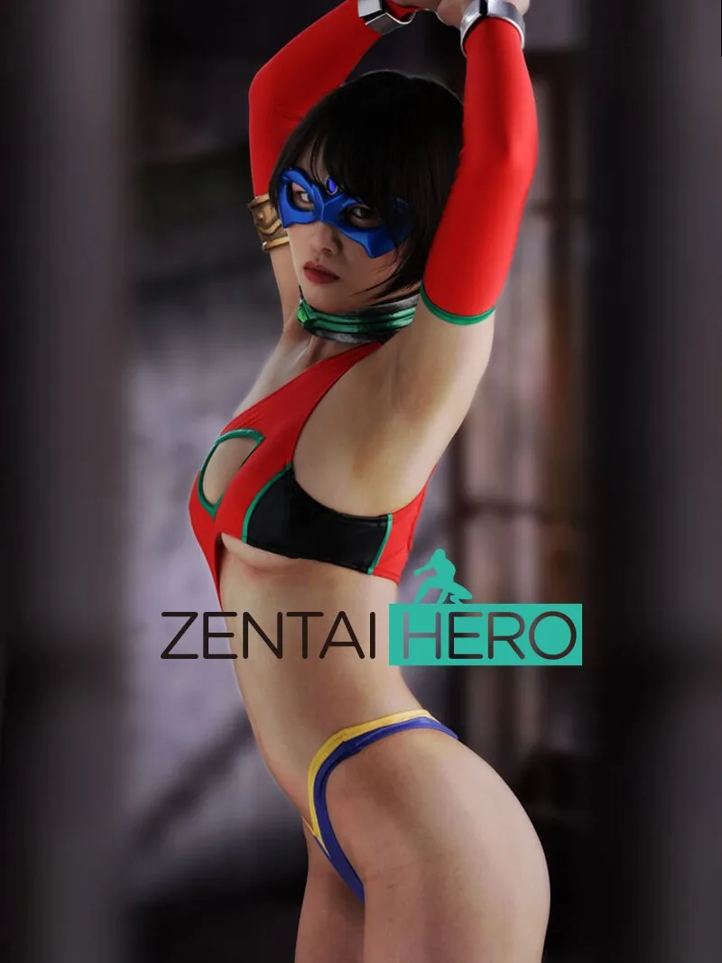 Супергероин женский Фетти сексуальный красный/зеленый Женский Герой Zentai костюм
