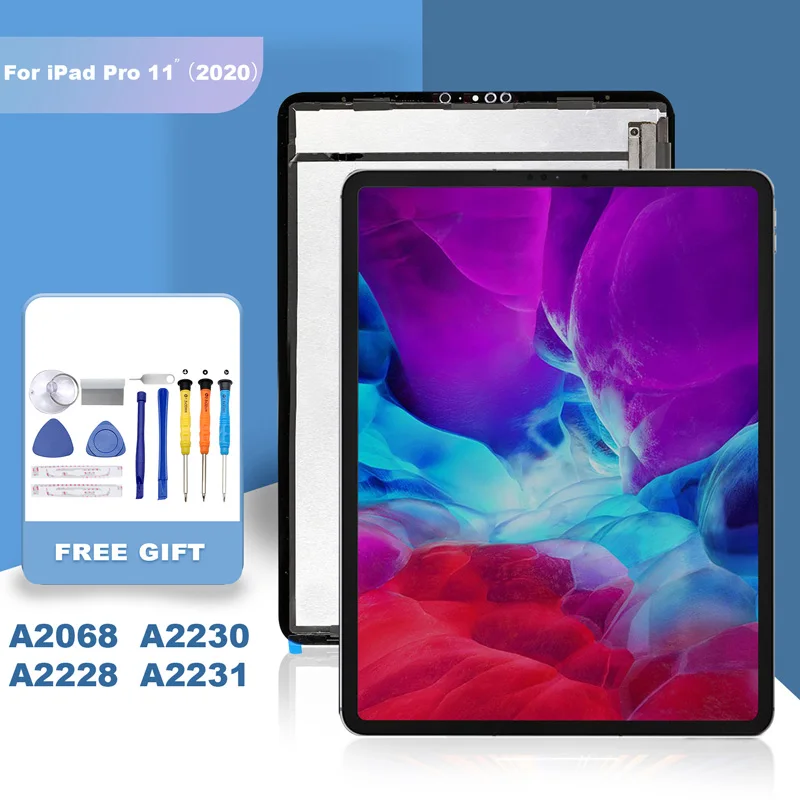 

ЖК-дисплей для Apple iPad Pro 11 "2020 A2068 A2230 A2228 A2231, сенсорный экран, дигитайзер, стекло в сборе, замена 100% Протестировано