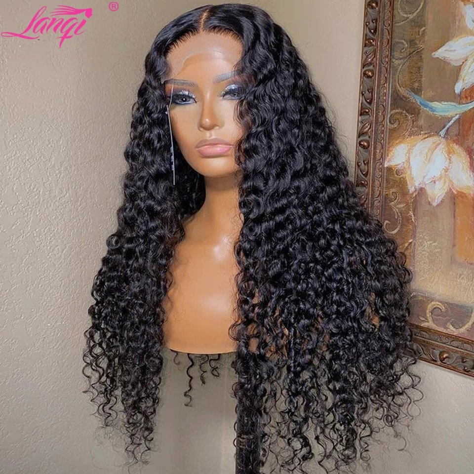 13x4 Curly Deep Wave Lace Frontal Wigs 250 Density Lace Wig Brazilian 30 Inch Kinky Curly Lace Front Human Hair Wigs For Women