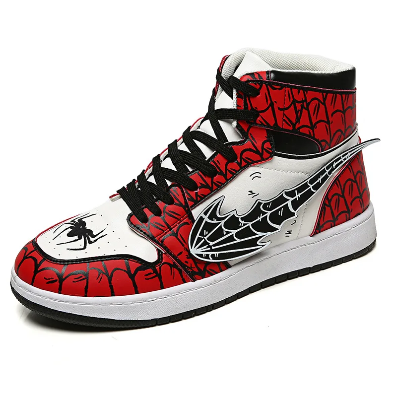 Кроссовки мужские высокие повседневная спортивная обувь с рисунком аниме паука