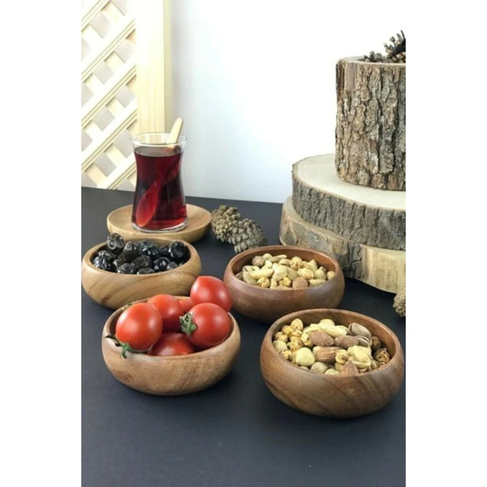 Wooden Serving Plates Appetizer Pistachio Natural Candy And Nuts Bowl Presentation Luxury Kitchenware Acacia Wood Production