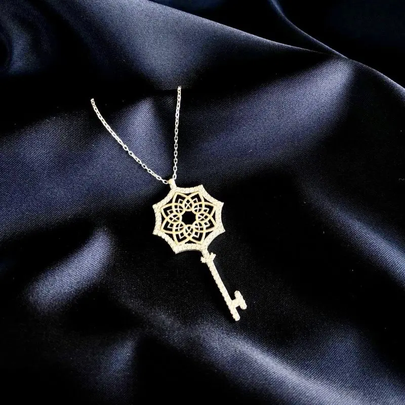 

Large Key 925 Sterling Silver Necklace Women Girls Gift Jewelry Accessories Fashion Handmade Elegant Chain
