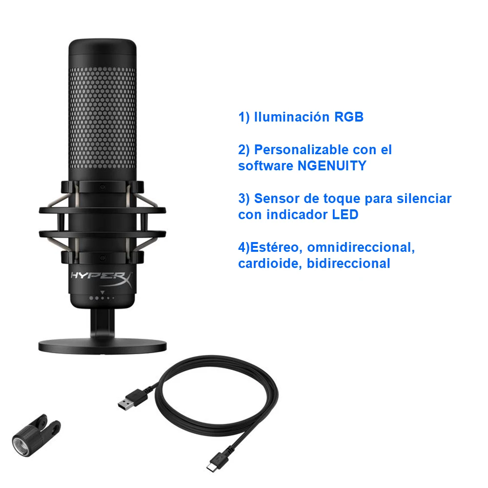 Профессиональный электронный спортивный микрофон HyperX QuadCast S RGB для голосовых игр