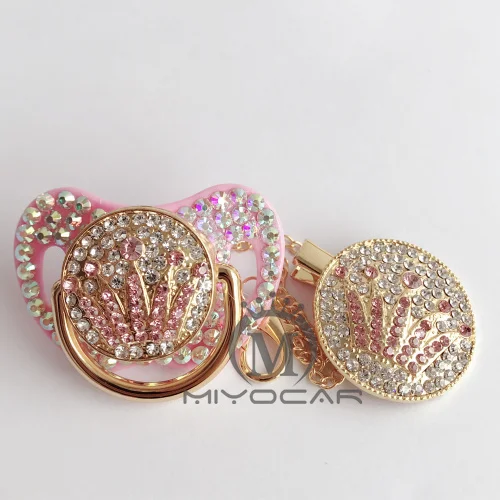 0 to 6m colorful MIYOCAR уникальный bling дизайн корона розовое кольцо для соски и соски держать клип набор BPA бесплатно FDA пройти безопасное специальное кольцо для соски - Цвет: 0 to 6m colorful