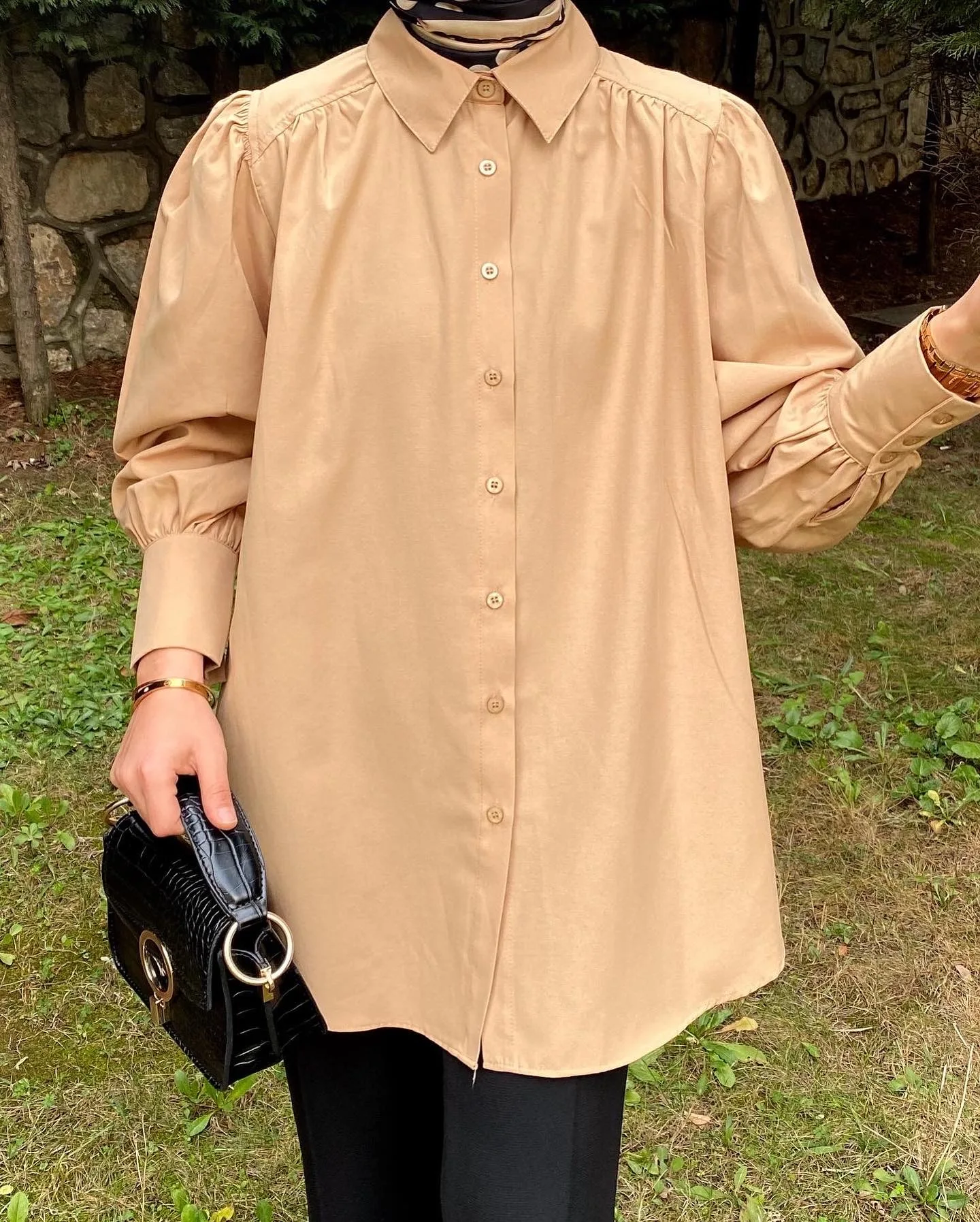 

Yeni Sezon Hijab Gmlek - Taba Renk - Poplin Kuma