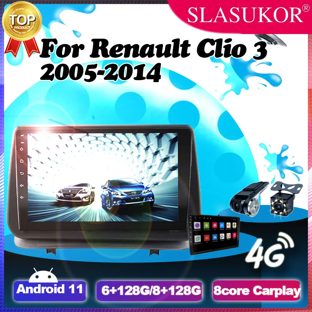 

9 Inch Android 11 For Renault Clio 3 Clio3 2006 - 2016 2017 2018 2019 Car Radio Multimedia Video Player Navigation Carplay WIFI