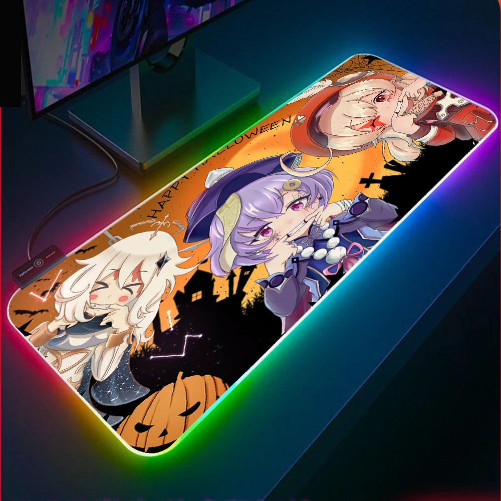 XGZ Genshin Impact большой светодиодный светильник RGB Водонепроницаемый игровой Мышь Pad