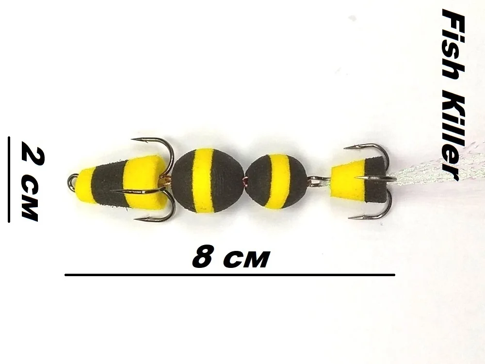 Мандула набор Fish killer 4 шт. 8 см разный цвет приманка мандула на щуку судака окуня