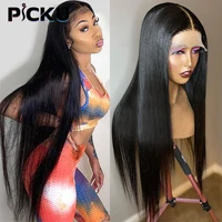28 30 inch straight lace front human hair wig brazilian preplucked hd transparent 13x4 lace frontal wigs for black women