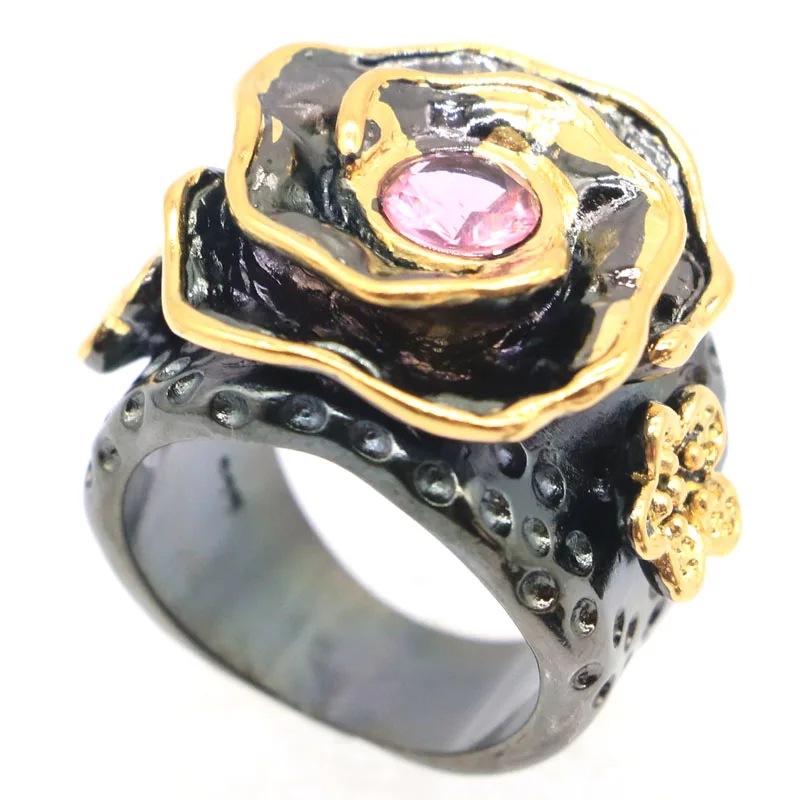 20x20 мм возвышенные античные винтажные розовые турмалиновые Подарочные Кольца