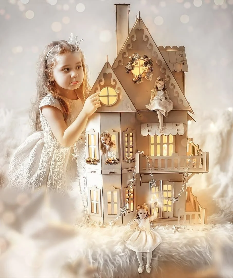 Фанерный кукольный домик 76х45х29 см для кукол ростом до 18 развивающий подарок