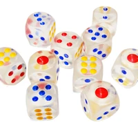 12 pcs transparent white dice with colorful dots 15mm casino pastime home pinata birthday party favor supplies game gift toy use