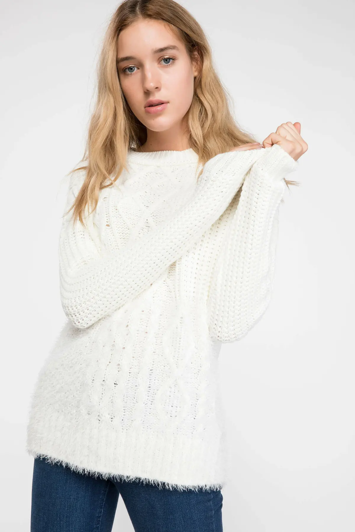 Дефакто Женские Простые Модные с круглым вырезом однотонные трикотажные