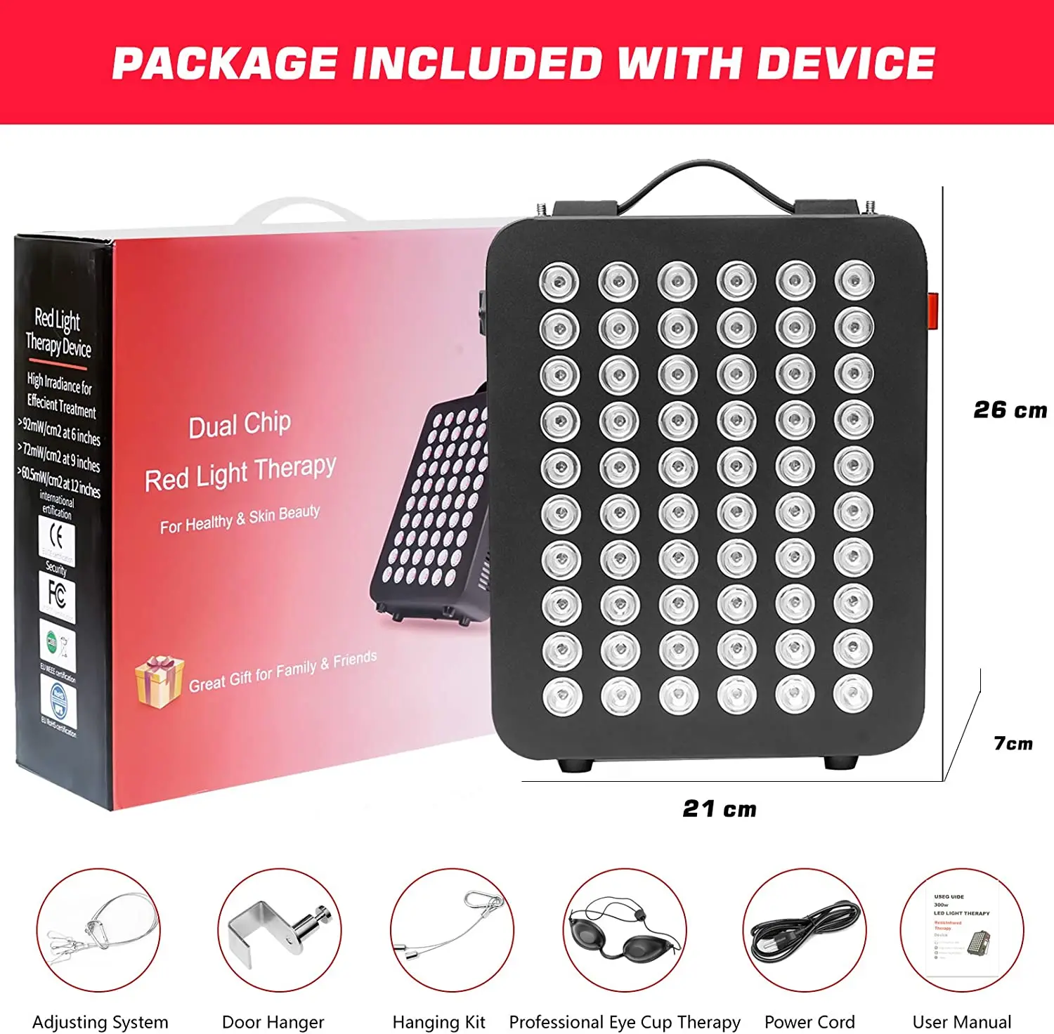 

300W Infrared Red Light Therapy Devices 660nm Red Light 850nm Near-Infrared Portable LED Therapy Lamp with Timer Control